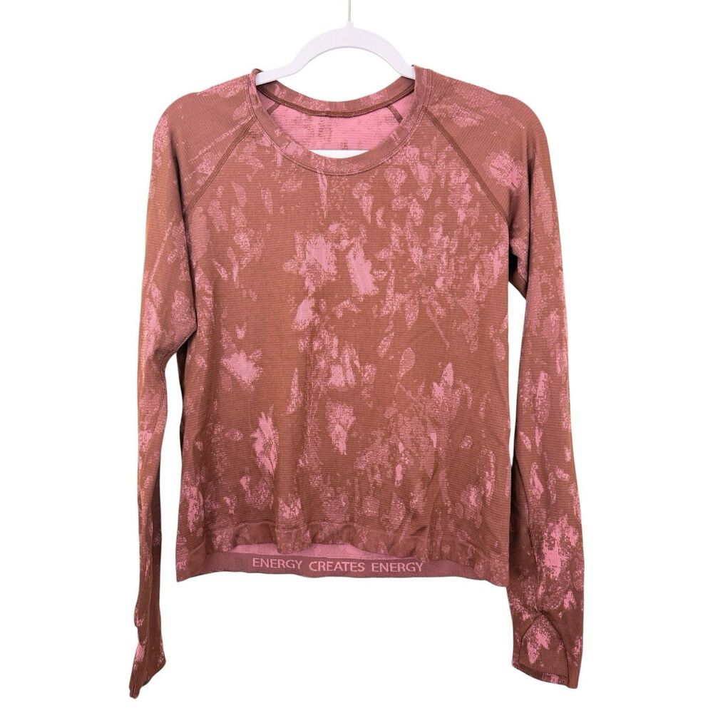 Lululemon Sz 10 Swiftly Tech Long Sleeve Tee 2.0 Race Shirt Brown Pink Rose
